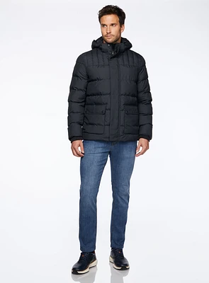 Black Water Repellent Quilted Coat