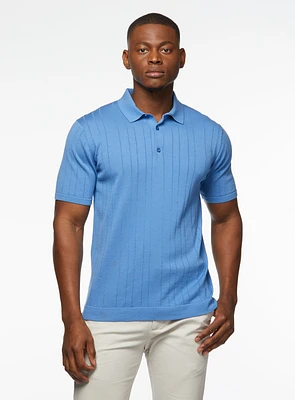 Solid Ribbed Knit Polo