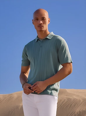 Polo uni à tricot côtelé