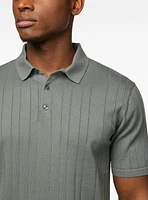 Solid Ribbed Knit Polo