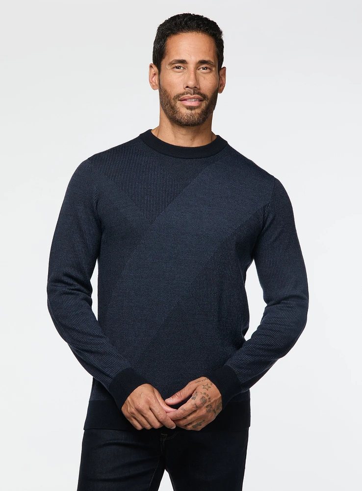 Jacquard Knit Navy Sweater