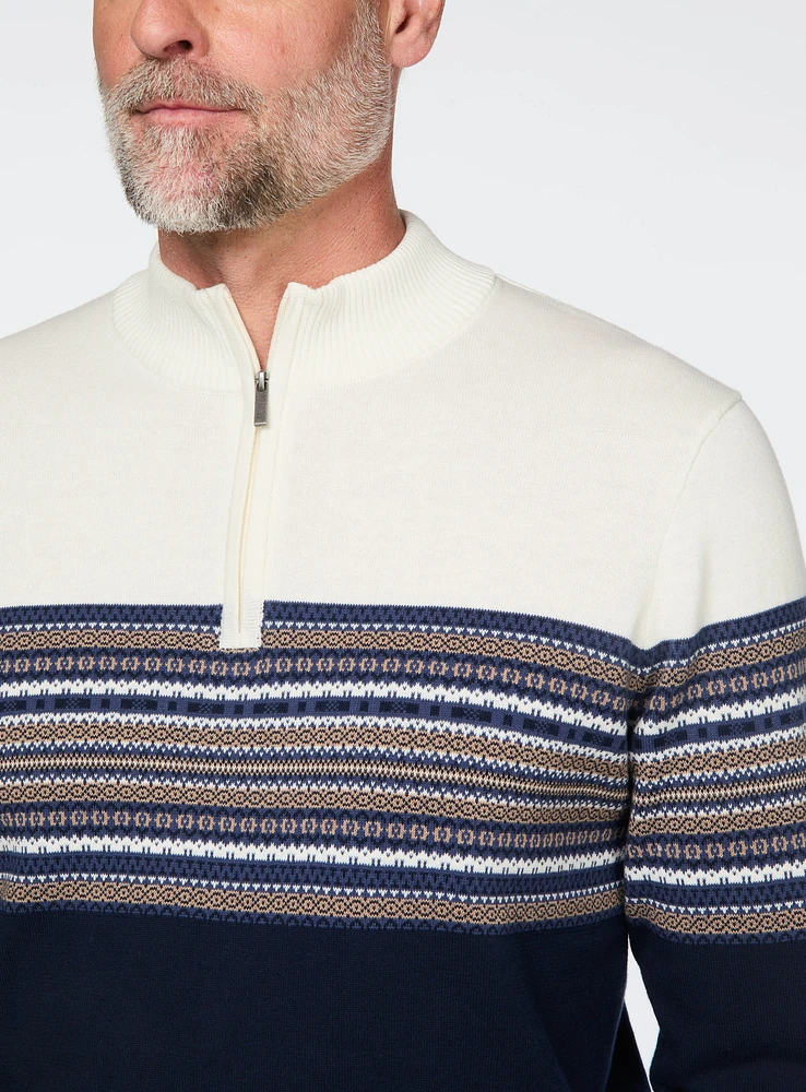Chandail fair Isle marine et blanc