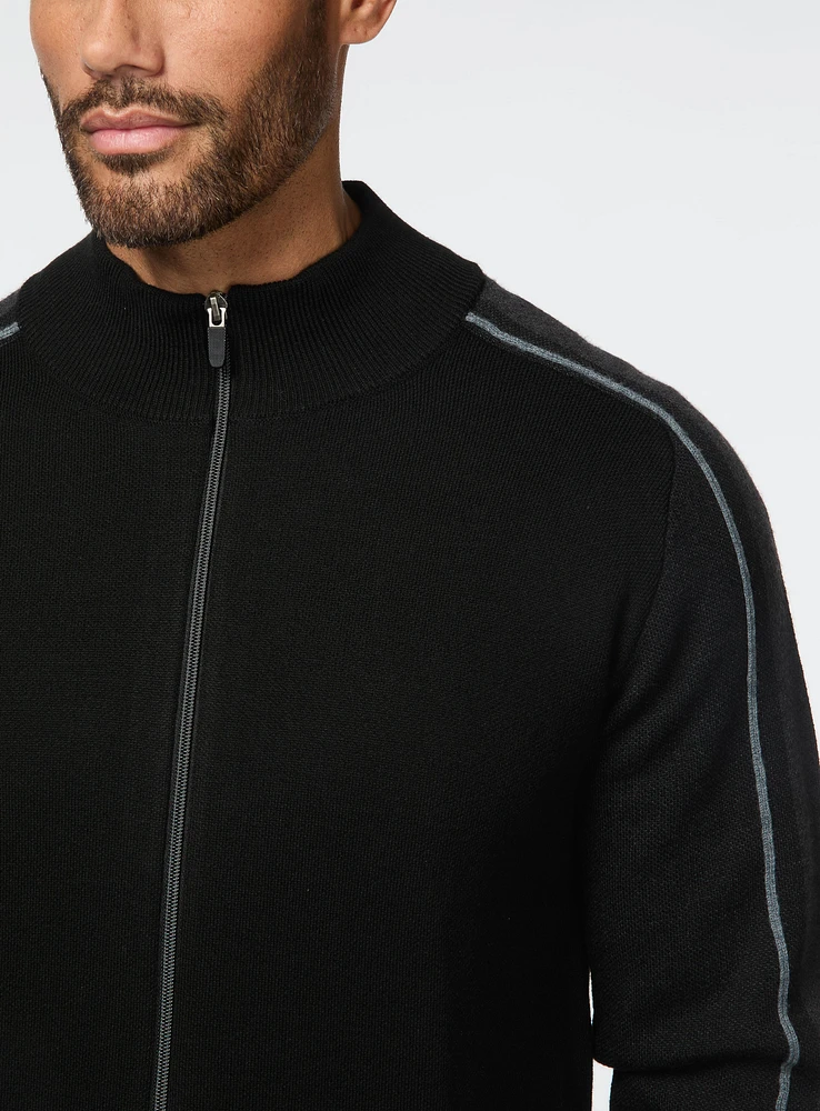 Cardigan en laine mérinos noir