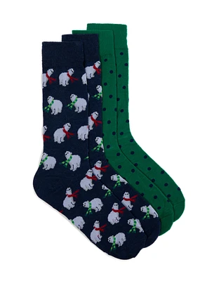 Polar Bear Print Socks Duo