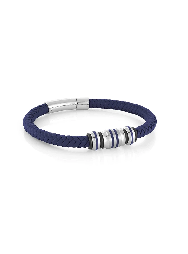 Bracelet 10mm en cuir marine