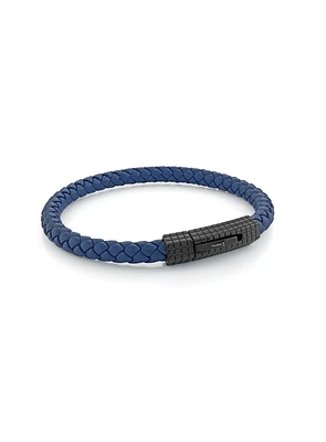 Bracelet 8mm en cuir bleu