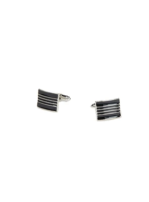 Black Striped Rectangle Cufflinks