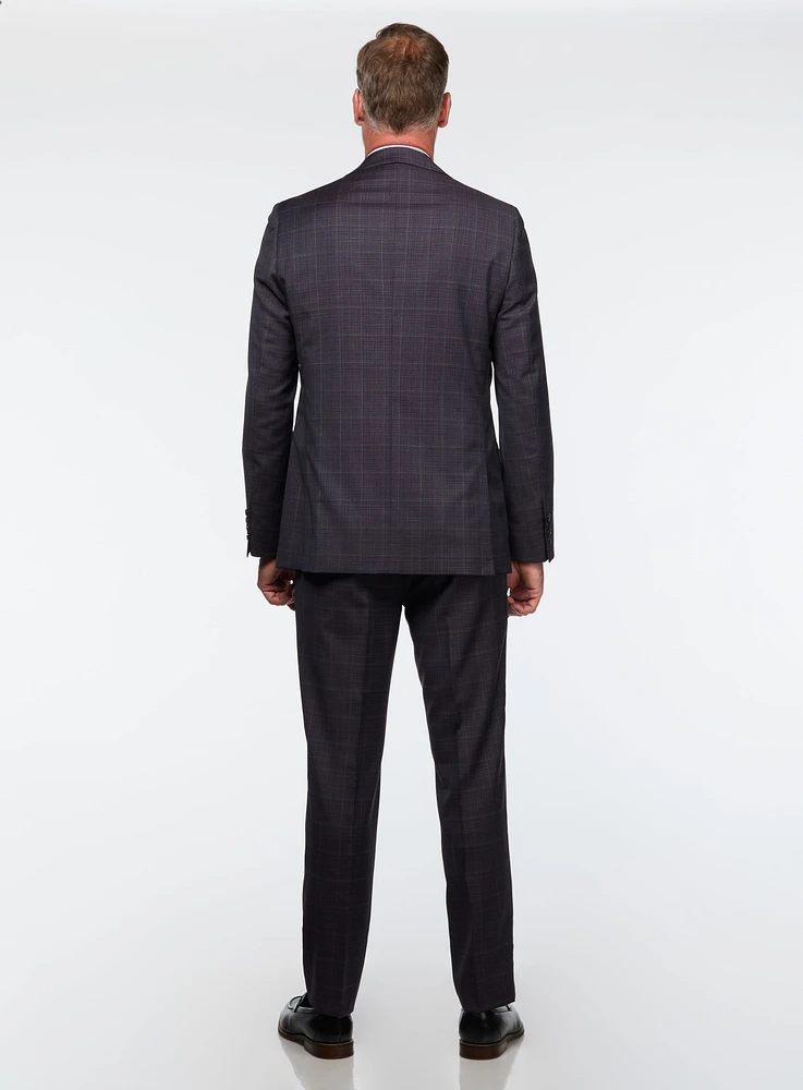 Brown and Navy Windowpane Suit