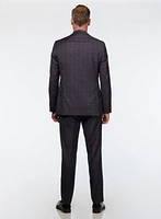Brown and Navy Windowpane Suit