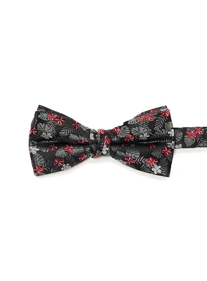 Red Floral Black Bow Tie