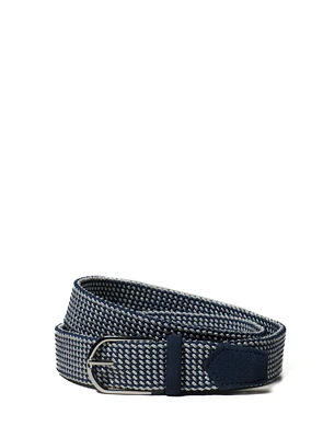 Blue and White Braided Web Belt