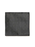 Silver Dots Black Pocket Square