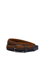 Ceinture tressée cognac et marine