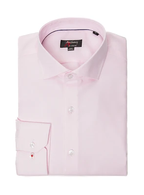 Chemise sans repassage à faux uni rose