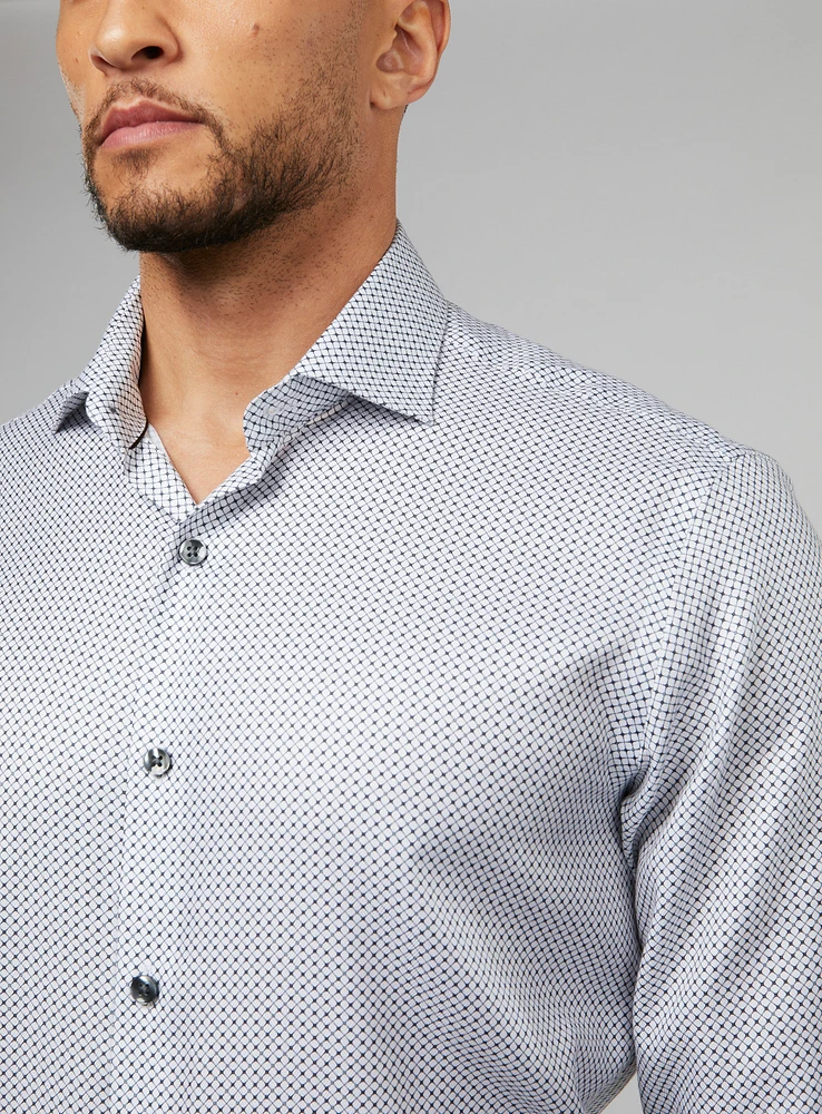 Micro Check Print Non-Iron Shirt