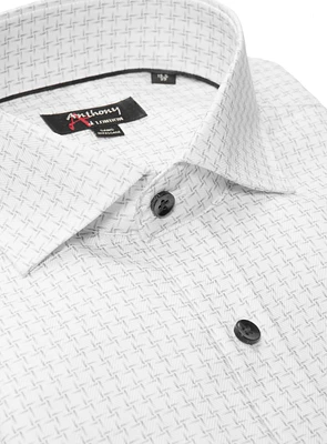 Crosshatched Print Non-Iron Shirt