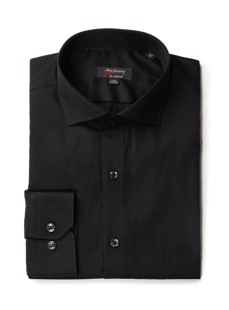 Solid Square Print Non-Iron Dress Shirt