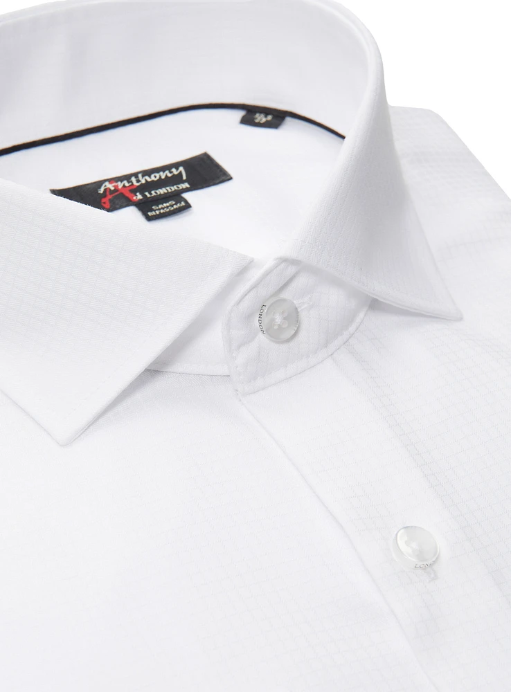 Solid Square Print Non-Iron Dress Shirt