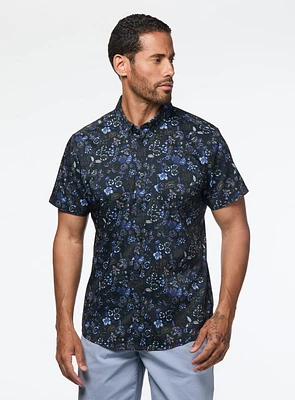 Paisley Flowers Print Navy Shirt