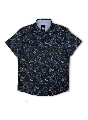 Paisley Flowers Print Navy Shirt