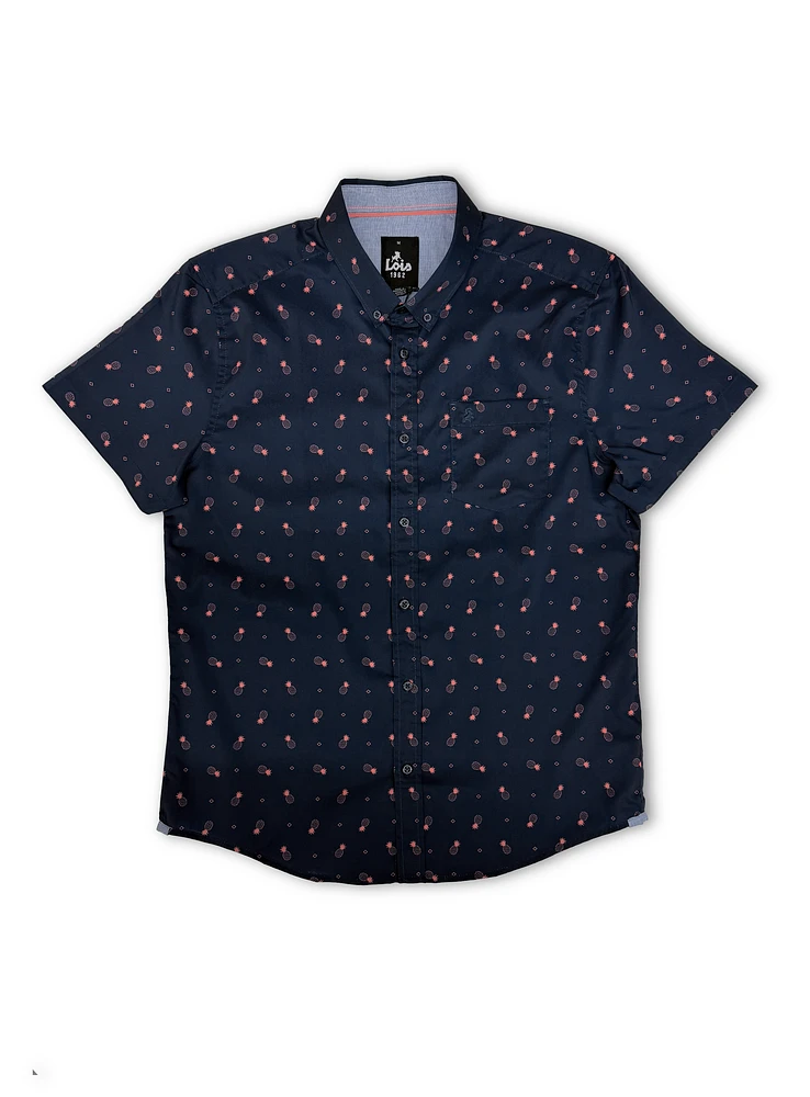 Pineapple Print Navy Shirt