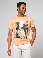 T-Shirt à imprimé de soleil et palmiers