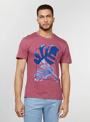 T-Shirt à imprimé de feuilles tropicales