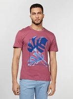 Tropical Leaf Print Crew Neck T-Shirt