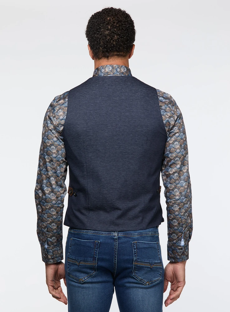Micro Textured Navy Vest