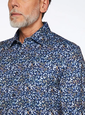 Navy Multi Leaf Print Shirt