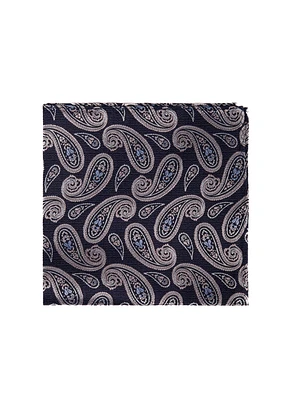 Pink Paisley Navy Pocket Square