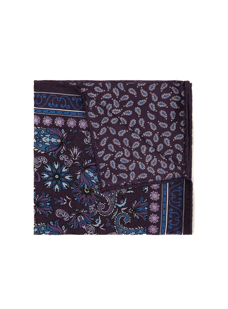 Purple Paisley Reversible Pocket Square