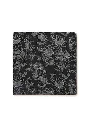 Tonal Flowers Black Pocket Square