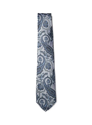 Blue and Grey Paisley Tie