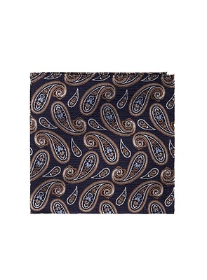 Cognac Paisley Navy Pocket Square