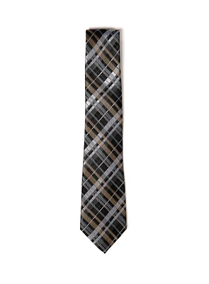 Cognac and Grey Check Tie