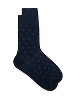 Cognac Medallions Navy Socks