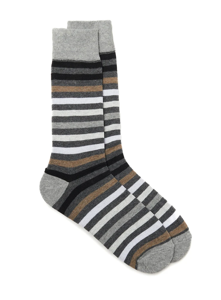 Cognac Striped Grey Socks