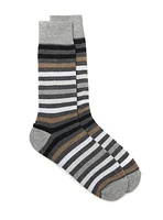 Cognac Striped Grey Socks