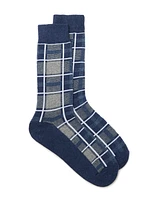 Navy Checked Socks