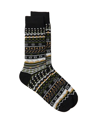 Chaussettes vertes à motif fairisle