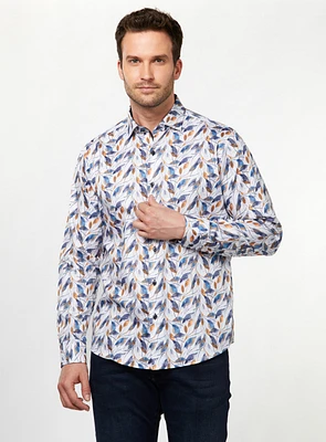 Feathers Print Sateen Shirt