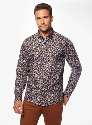 Overlap Print Poplin Shirt