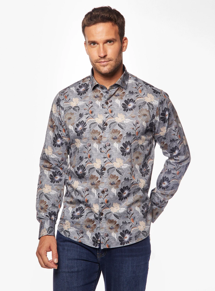 Chemise satinée à imprimé copier-coller