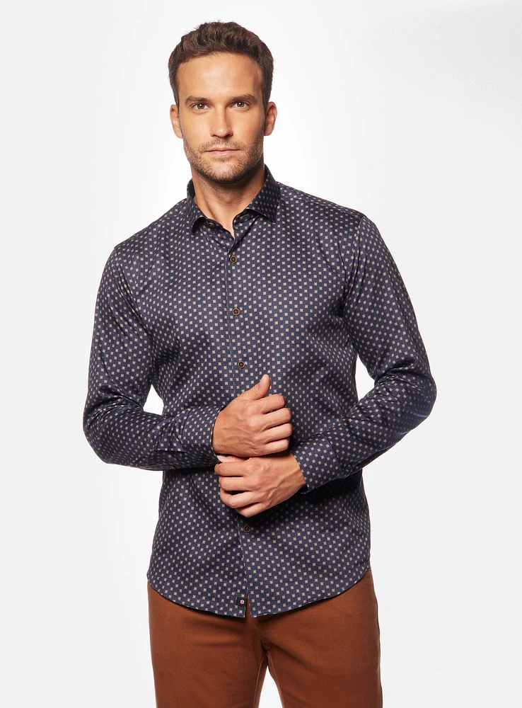 Chemise satinée à imprimé camée