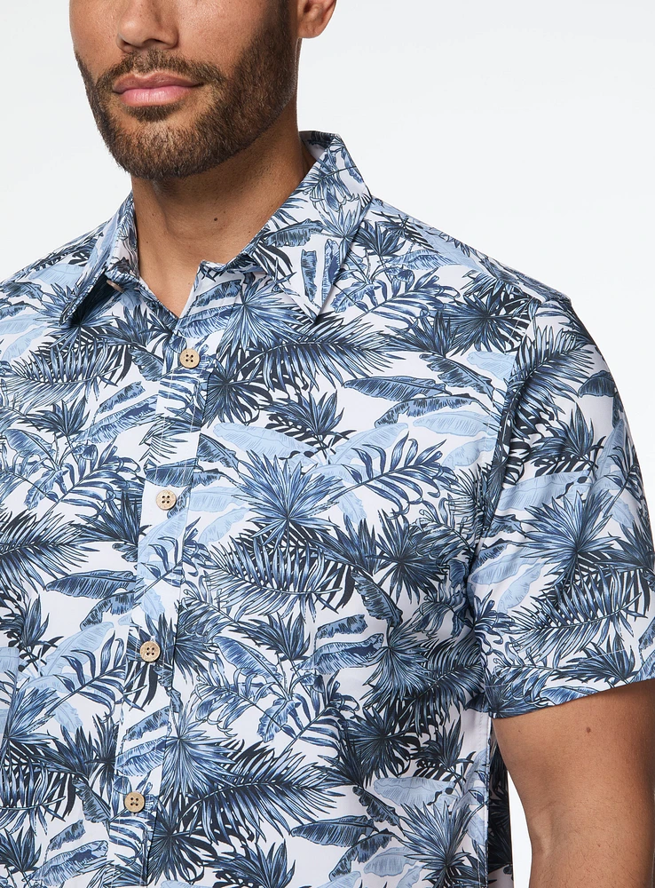 Chemise extensible à motif de feuillage