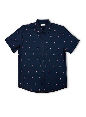 Chemise extensible à motif de flamants rose