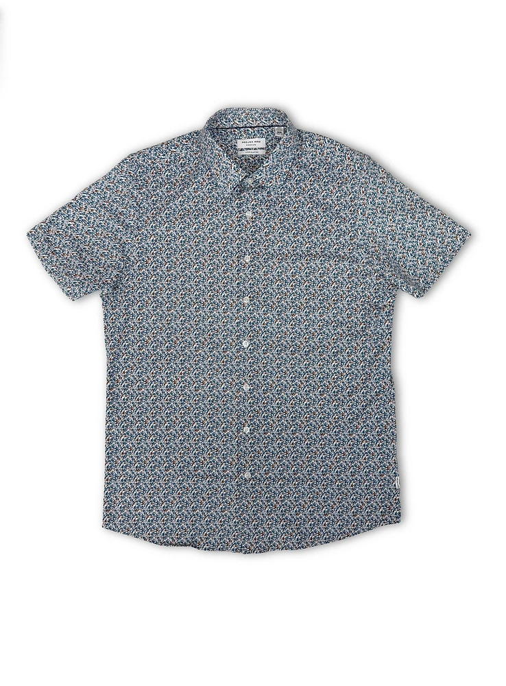 Chemise extensible à micro fleurs