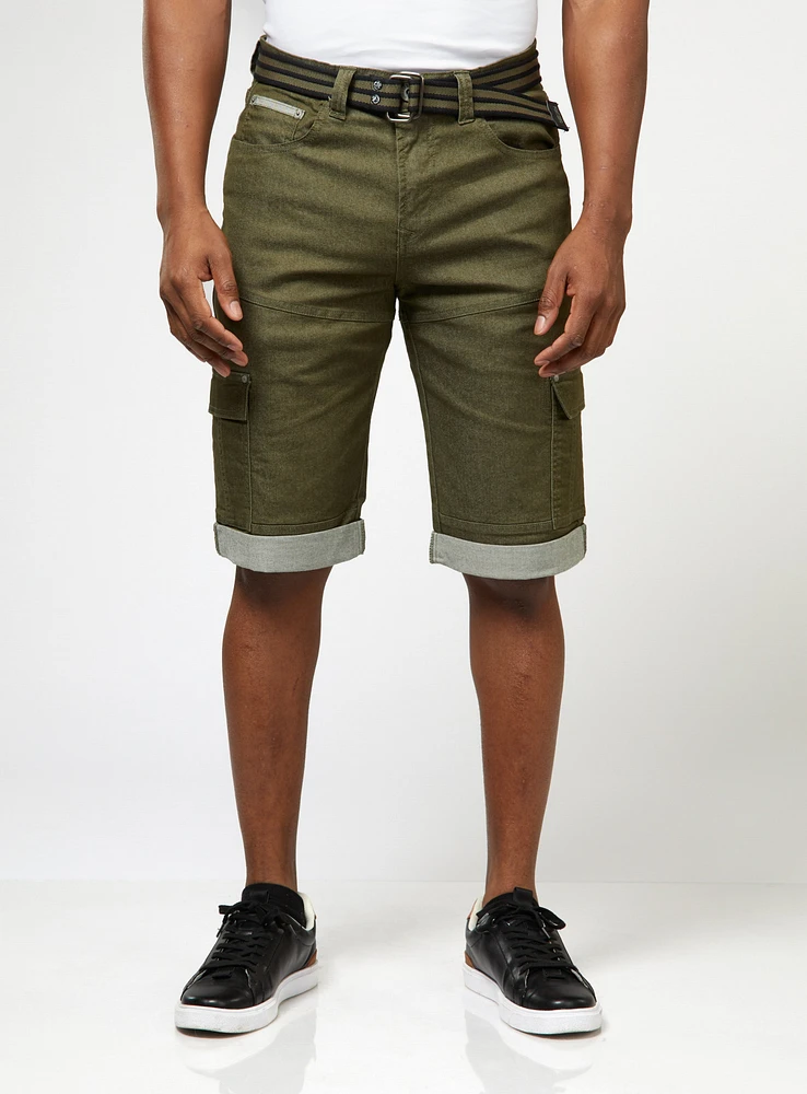 Bermuda en denim extensible cinq poches