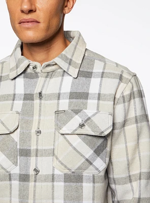 Grey Plaid Fleece Lined Overshirt